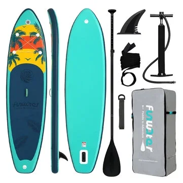 [EU Direct] FunWater 335*84*15CM Load 165KG+ Inflatable Stand Up Paddle Board Surfboard For Solo Adventure 2+1 Family Touring Unisex Adult Paddle Board SUPFW55A,SUPFW55B,SUPFW55C