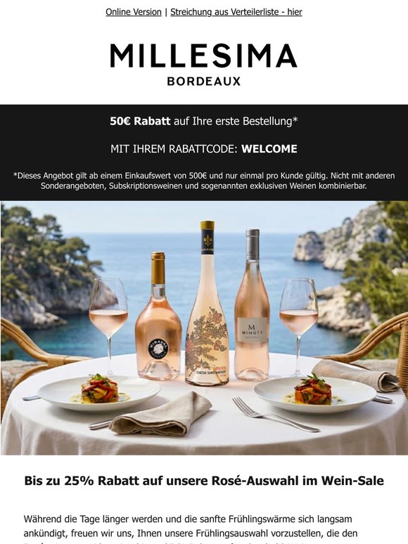 Rosé-Sale: bis zu 25 % Rabatt auf unsere Auswahl