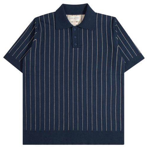 Far Afield Benny Knitted Polo - Navy/Sand