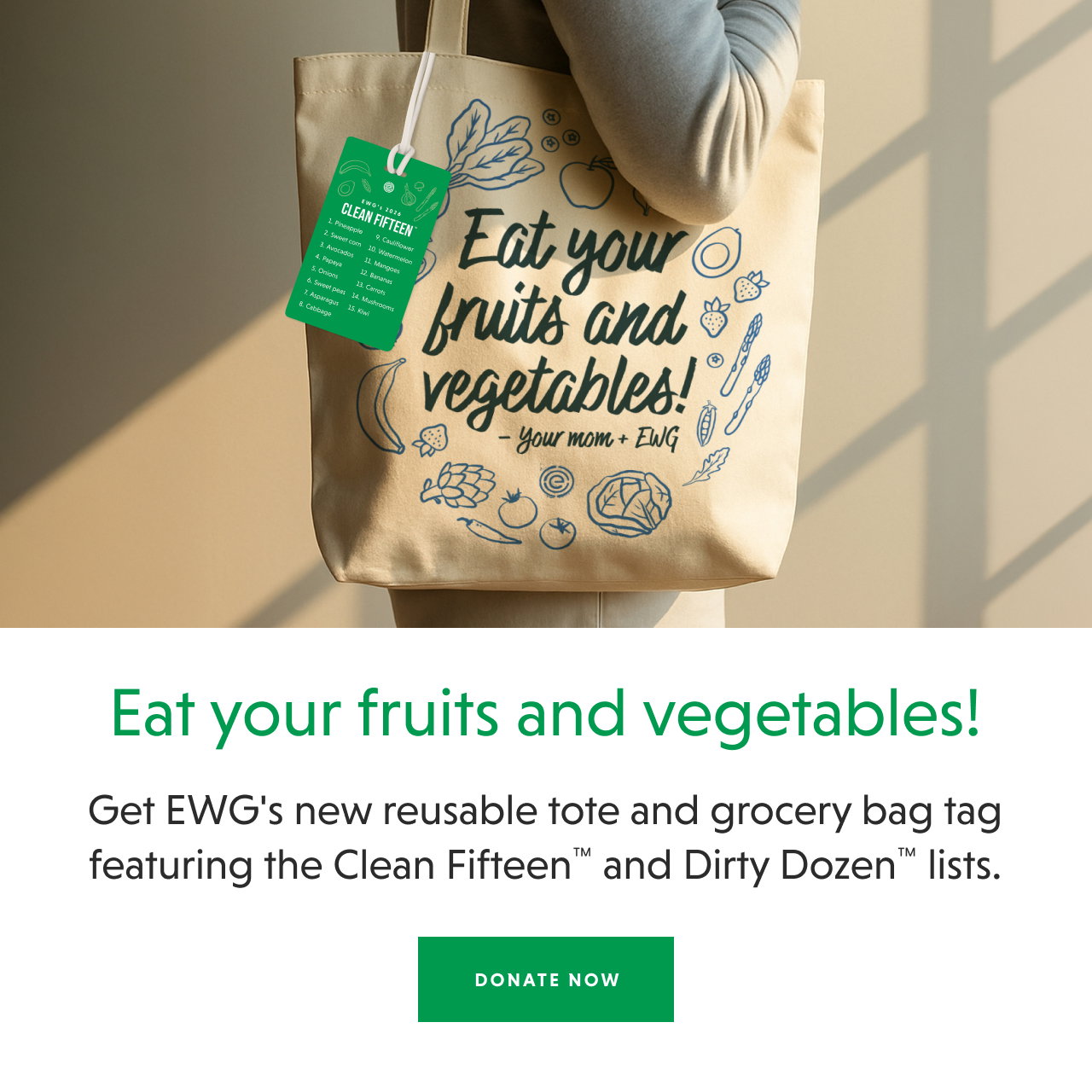 EWG's new reusable tote and bag tag - DONATE NOW