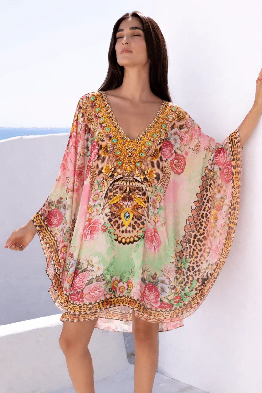 Image of PINK CHEETAH KAFTAN DRESS