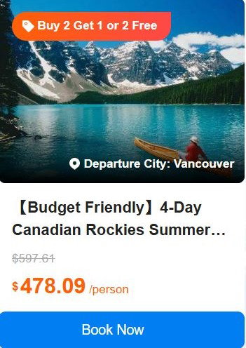 【Budget Friendly】4-Day Canadian Rockies Summer Tour from Vancouver·Banff, Columbia Icefield, Moraine Lake, Lake Louise, Bow Falls | 1-Night Stay In Banff 4.8 (24 reviews) Tour Code: 739407