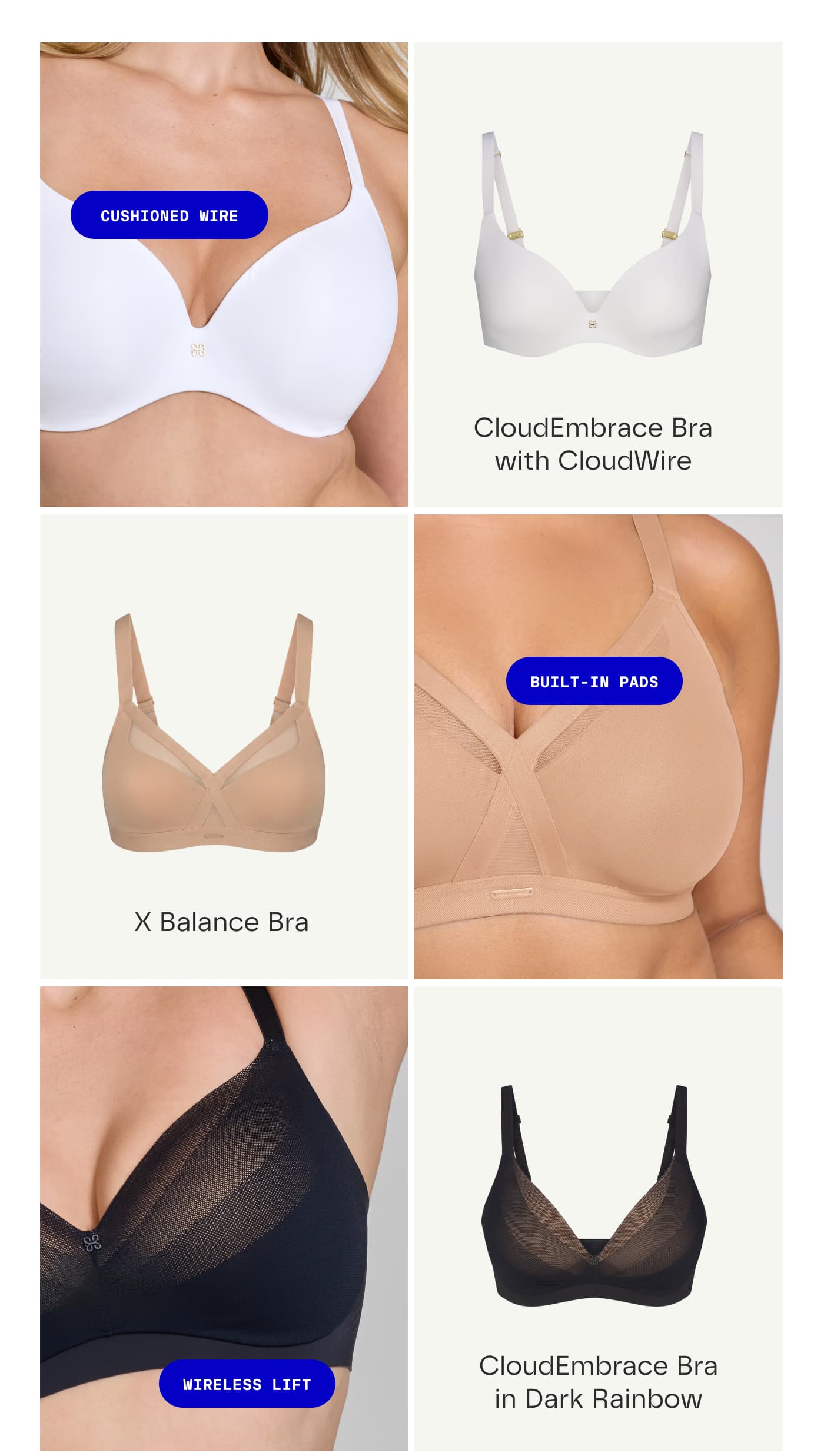 CUSHIONED WIRE | CloudEmbrace Bra with CloudWire | X Balance Bra | BUILT-IN PADS | WIRELESS LIFT | CloudEmbrace Bra in Dark Rainbow