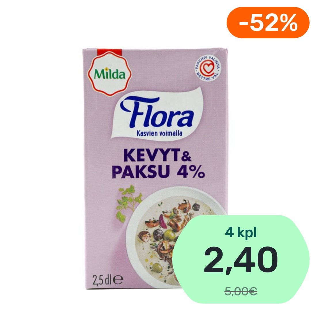 Flora By Milda Kevyt & Paksu 4% ruoanlaittotuote 2,5dl