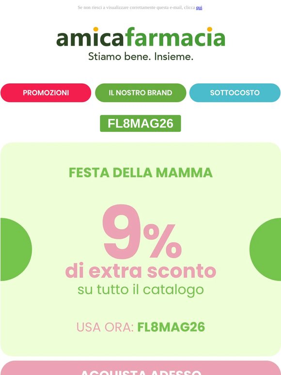 🎁 9% di sconto su tutto il Catalogo perché la mamma è sempre la mamma