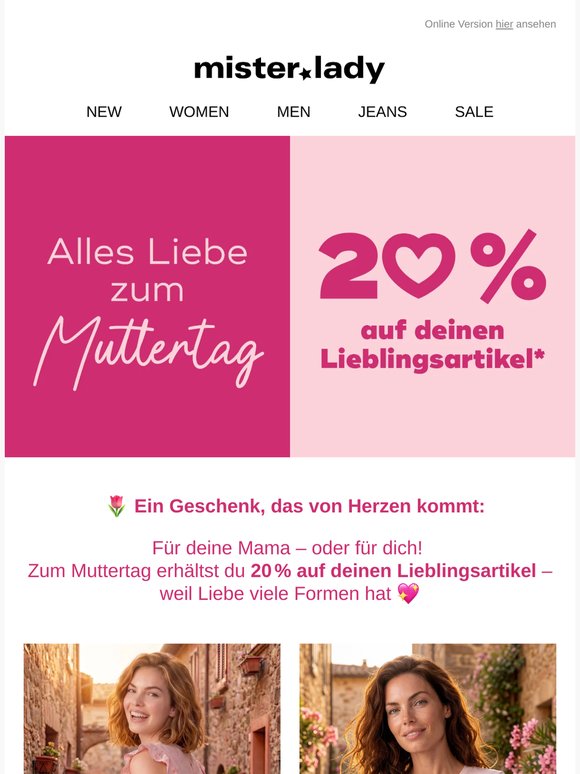 20% auf ein Lieblingsteil zum Muttertag 🌸
