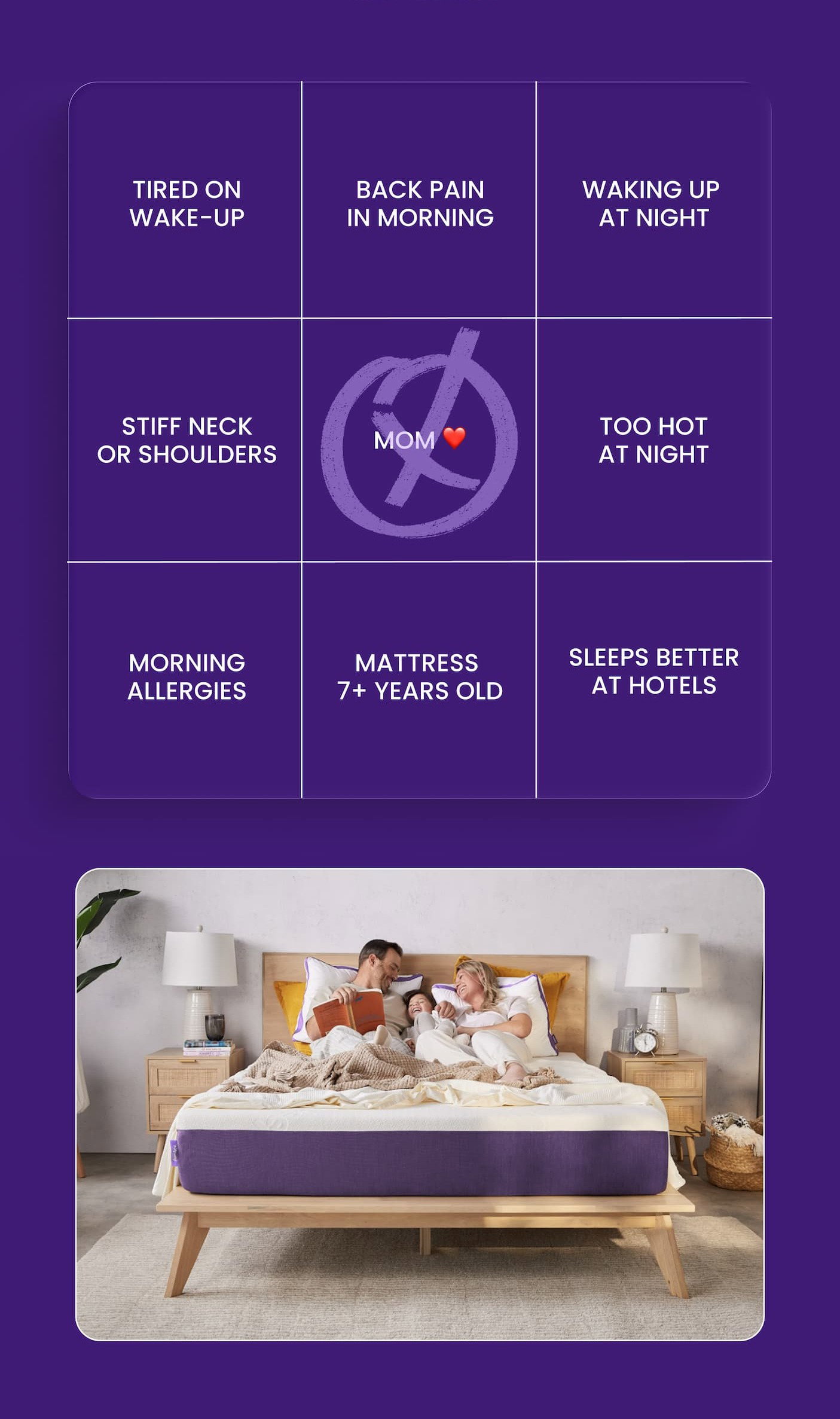 BACK PAIN IN MORNING NIGHT WAKINGS STIFF NECK OR SHOULDERS MOM ❤️ TOO HOT AT NIGHT MORNING ALLERGIES MATTRESS +7 YEARS SLEEPS BETTER AT HOTELS