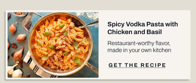 Spicy vodka past with chicken and basil recipe
