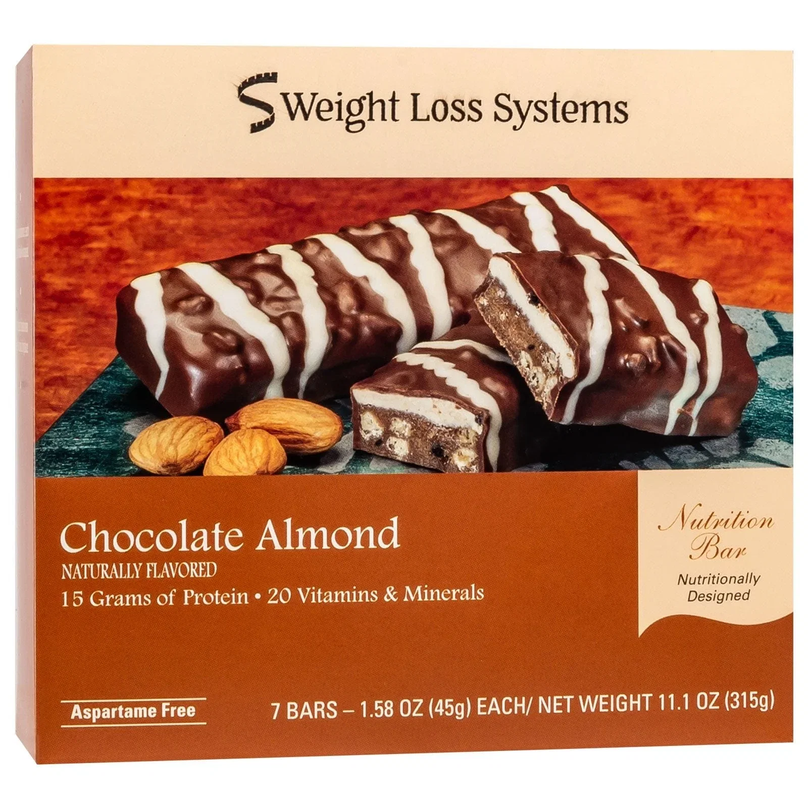Image of Weight Loss Systems Protein Bar - Chocolate Almond - 7/Box
