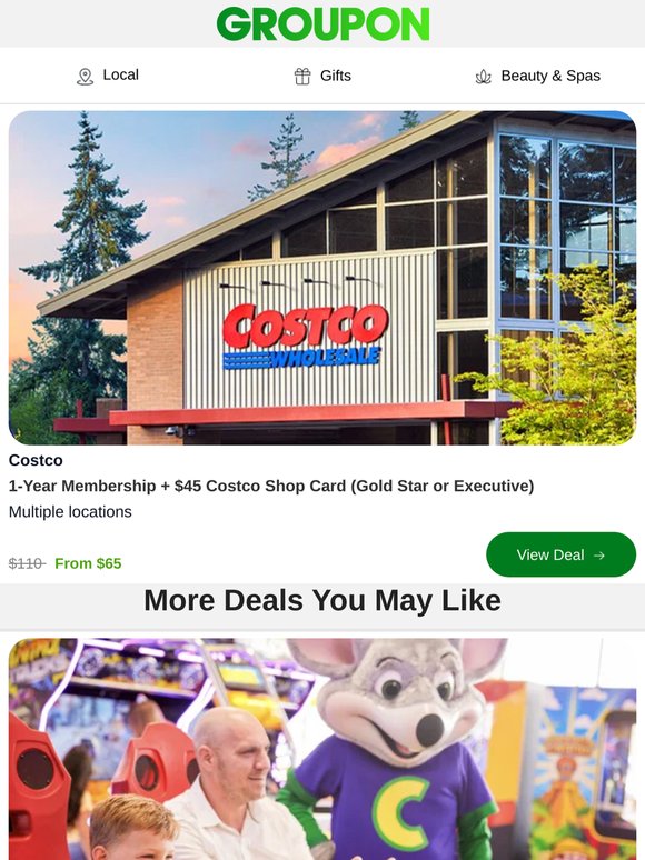 Costco 1-Year Membership + $45 Costco Shop Card Offer