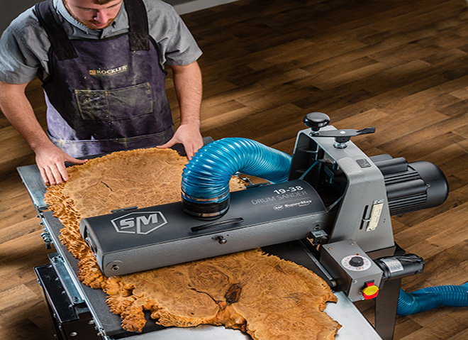 Sanding a natural wood slab