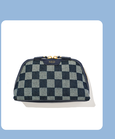 Personalised Denim Check Pouch
