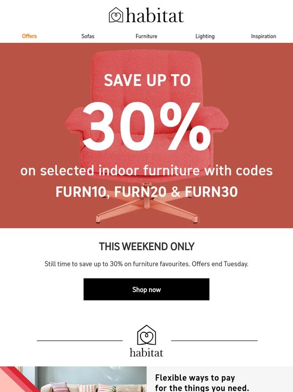 It’s the weekend: save up to 30% on furniture now