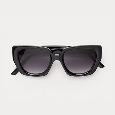 Square Buckle Aviator Sunglasses in Black