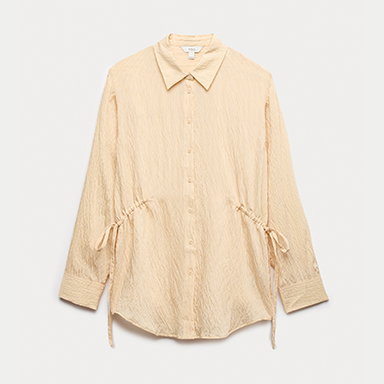 Drawcord Collared Shirt in Yellow Mix