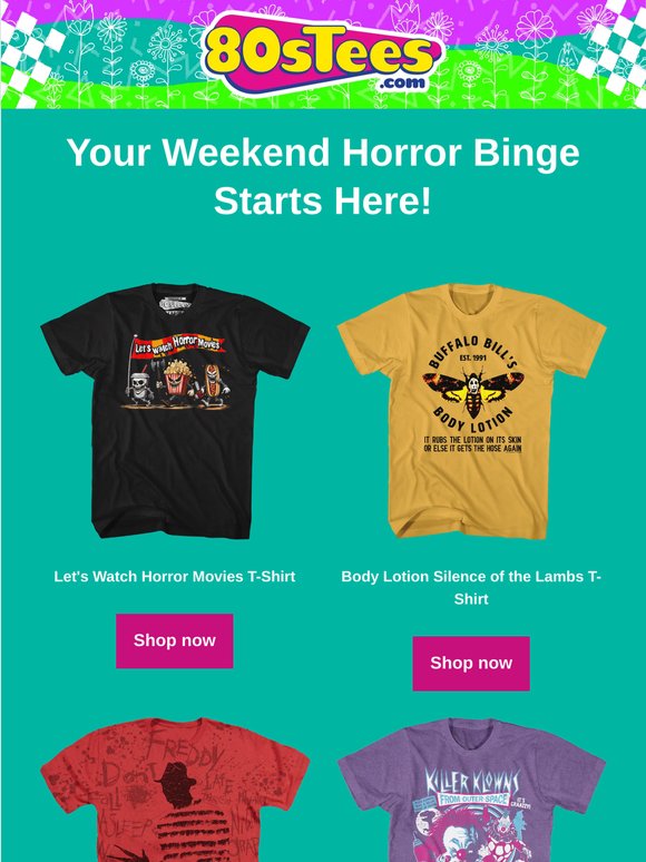 Saturday Night Fright: Best 80s Horror Tees!