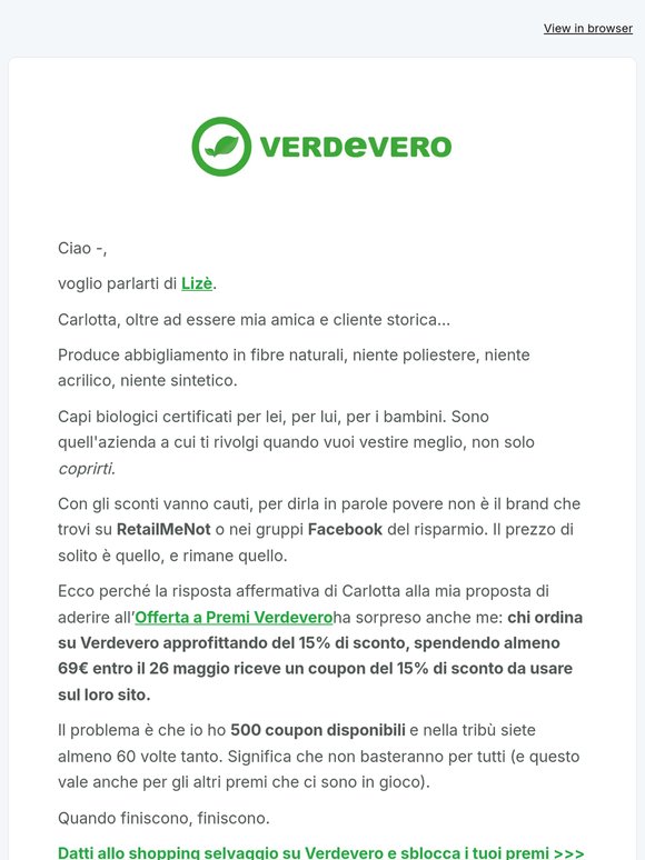 Lizè, gli sconti e questa rara eccezione