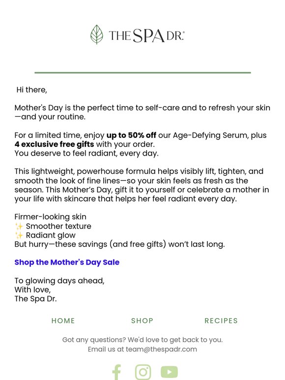 Mother's Day: Up to 50% Off + Free Gifts