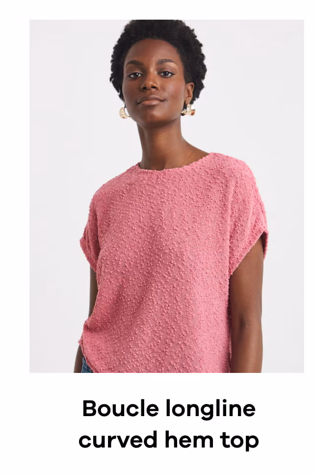 Boucle longline curved hem top