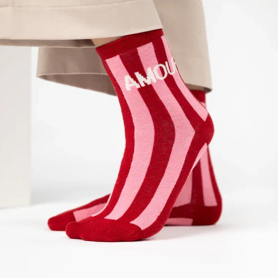 Chaussettes en coton peigné à message - Amour