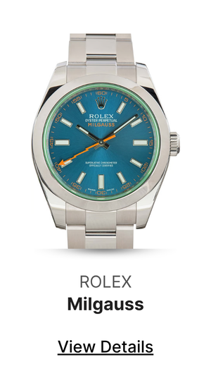 Pre-Owned Rolex Milgauss Blue Dial 116400GV Green Crystal