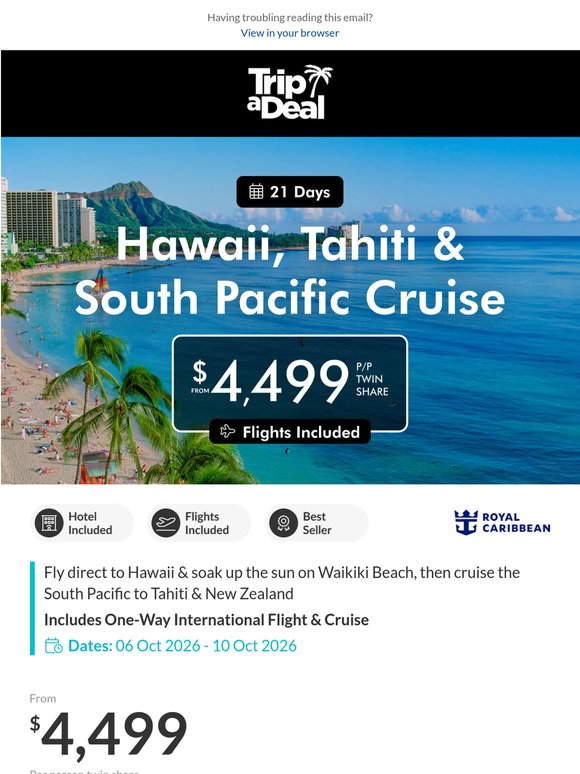 Say Aloha & cruise into paradise from $4499 🌺