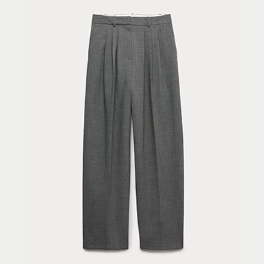 Pleat Front Carrot Leg Trousers in Grey