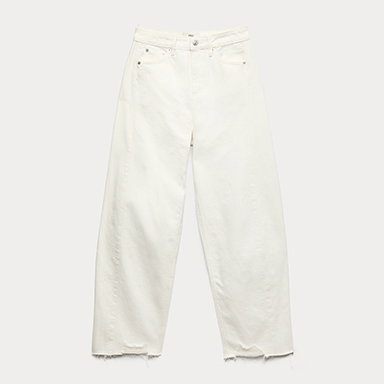 Mid Rise Barrel Jeans in Soft White