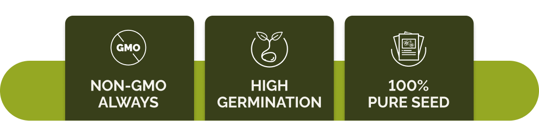 Non-GMO always; High Germination;; 100% Pure Seed