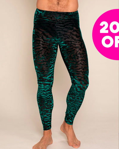 Men's Leggings | Emerald Green Tiger