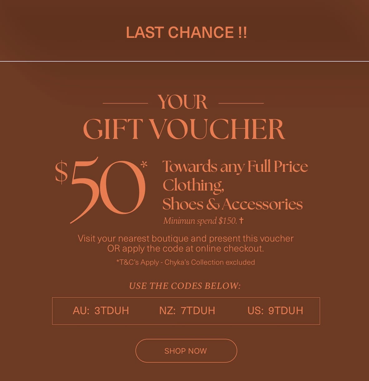 Final Hours | $50 Gift Voucher