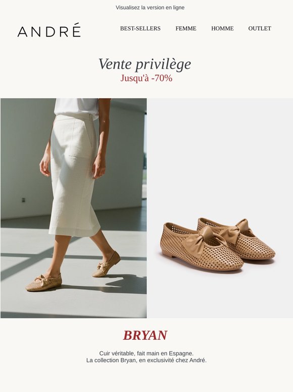 Vente privilège - Chaussures en cuir, jusqu'à -70 %
