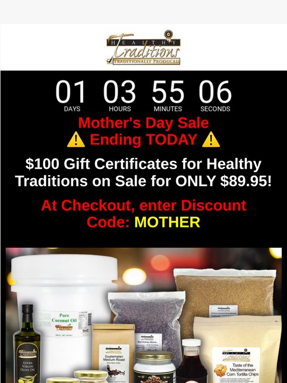 Ends TODAY: $10 OFF Gift Certificates! Mother's Day Sale: 25% OFF Exercising Rebounders! 60% OFF Turkey Sausage - 50% OFF Popped Popcorn!