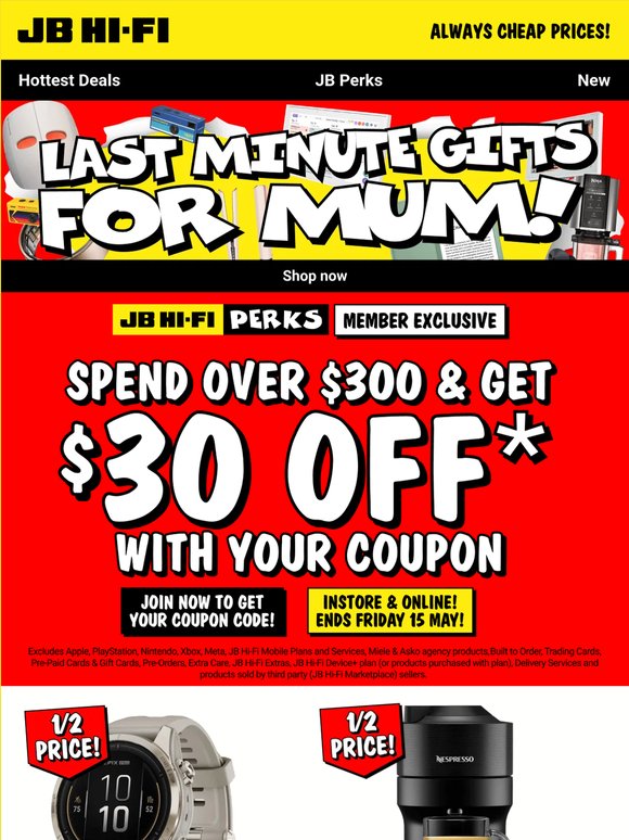 Don't miss these 1/2 price deals!