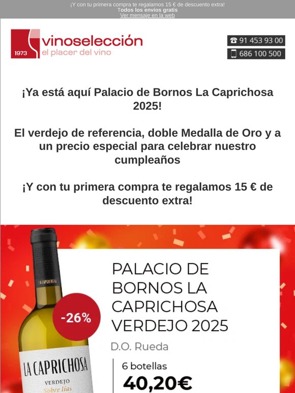 Llega Palacio de Bornos, nueva añada! Dos medallas de oro, solo 3 días, 6,70€ bot
