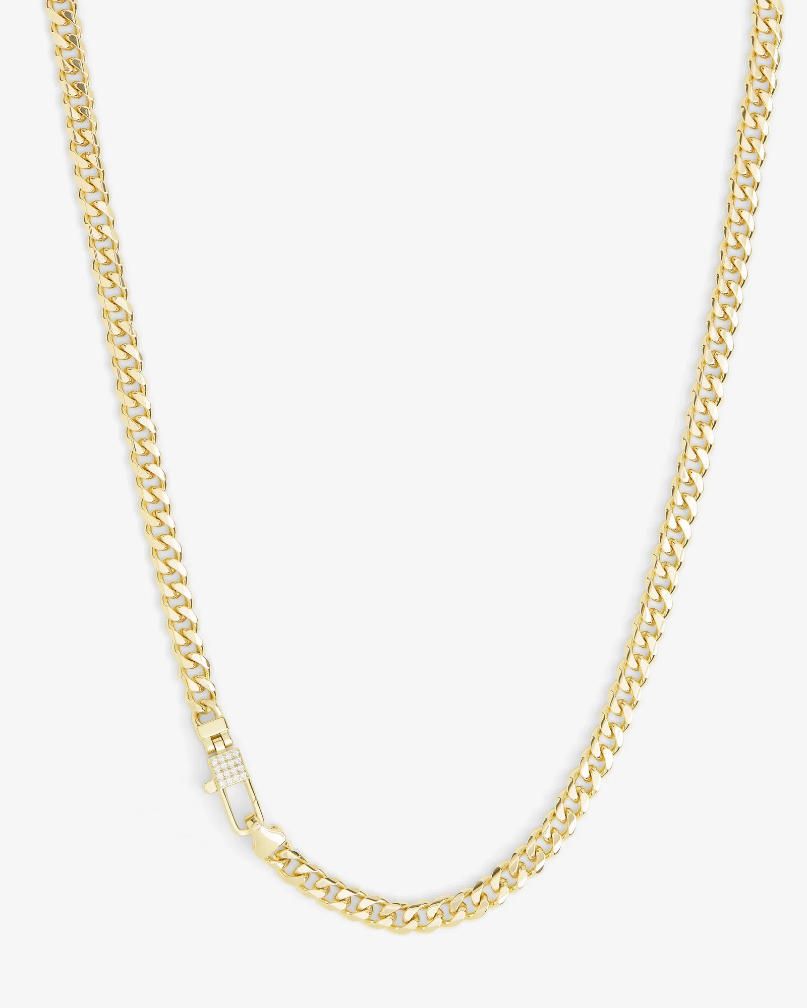 Image of Julian Pavé Lock Necklace 5mm - Gold|White Diamondettes