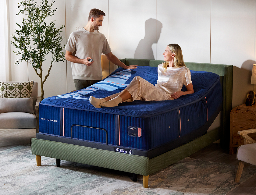 Shop Stearns & Foster and save up $900 on select adjustable mattress sets + $300 instant gift toward a total sleep solution.