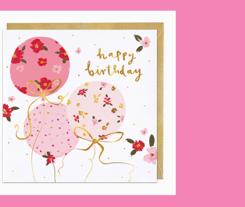 Floral Balloons Birthday Card