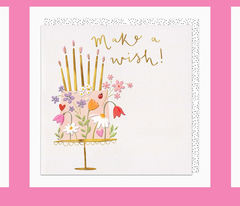 Floral Cake Make A Wish Card