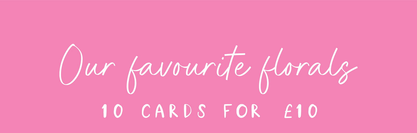 Pink banner reading “Shop Best Sellers” used to introduce bestselling Petal Pop gifts, stationery and greeting cards.