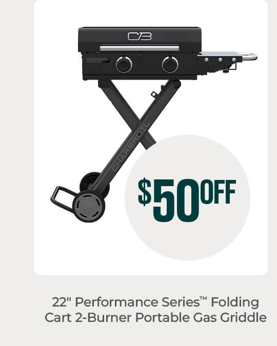 22" Performance Series™ Folding Cart 2 Burner Portable Propane Gas Griddle