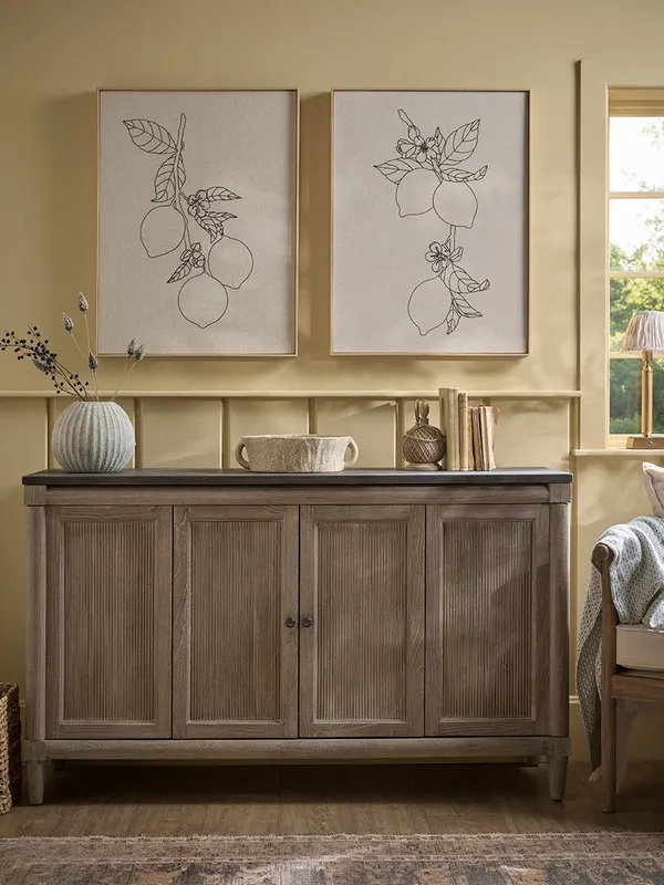 Two Embroidered Lemon Framed Canvases