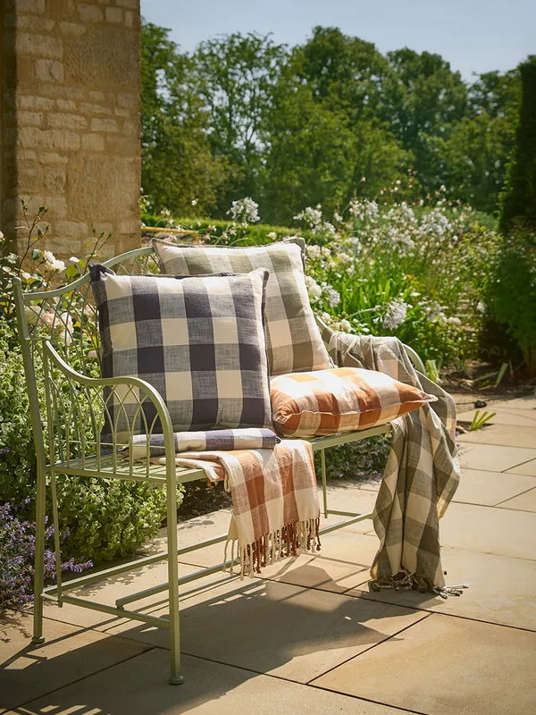 Gingham Indoor Outdoor Cushion - Navy