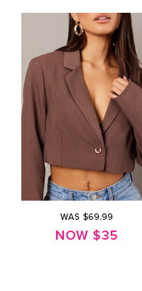 Brown Crop Blazer Jacket