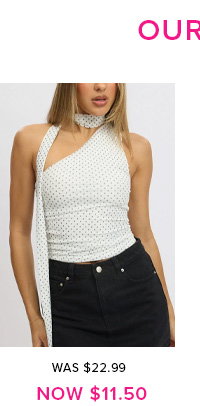 White Polka Dot One Shoulder Top Sleeveless Mesh