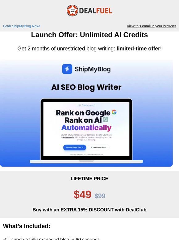 Unlimited AI Blog Credits - Limited Time Offer!