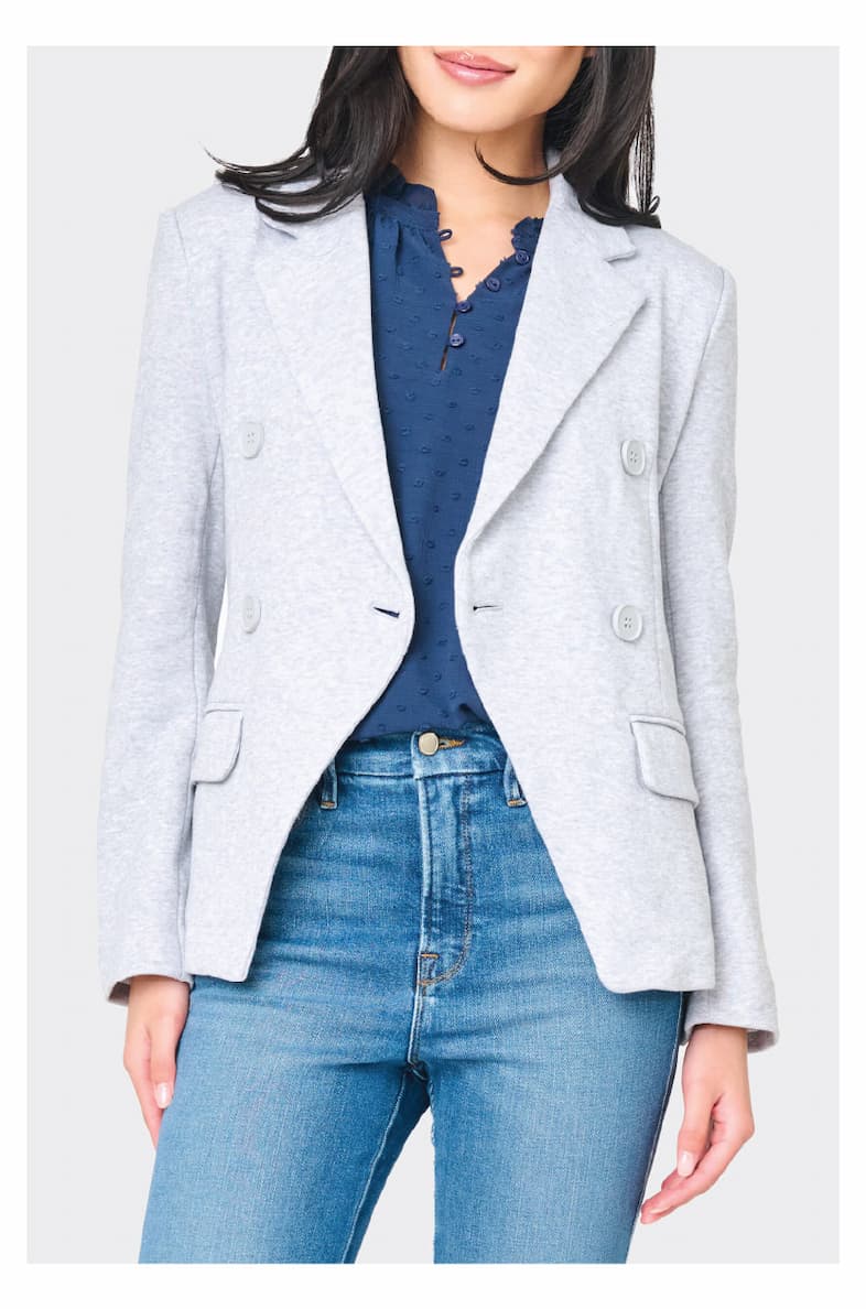 Double Breasted Blazer in Heather Grey