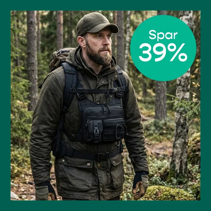 Taktisk brystveske i vannavvisende materiale med refleks