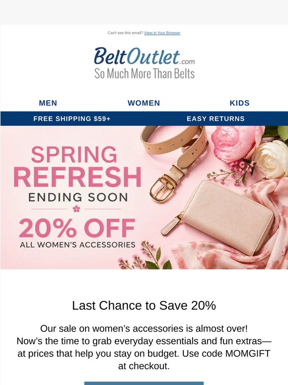 ⏰ Ends Tomorrow: 20% Off Women’s Accessories