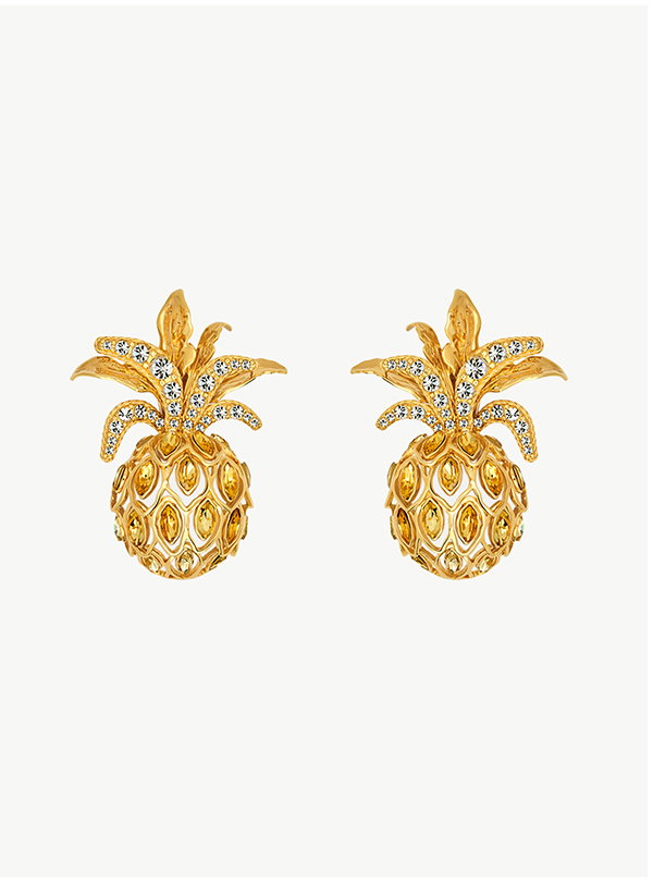 Pineapple Pavé Clip-On Earrings